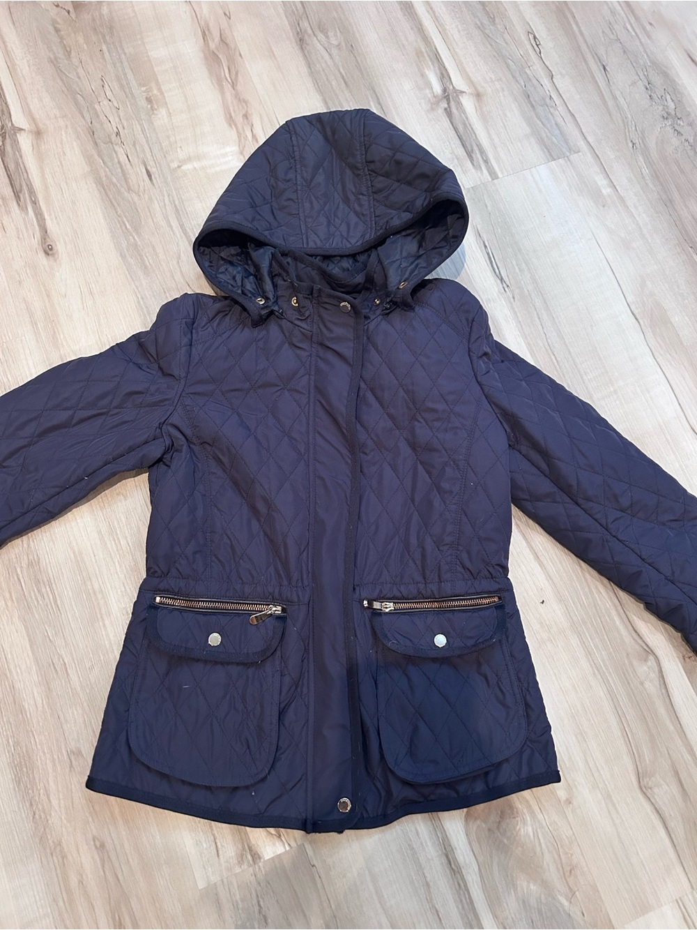 ZARA size small Quilted Hooded Women's Jacket - Navy